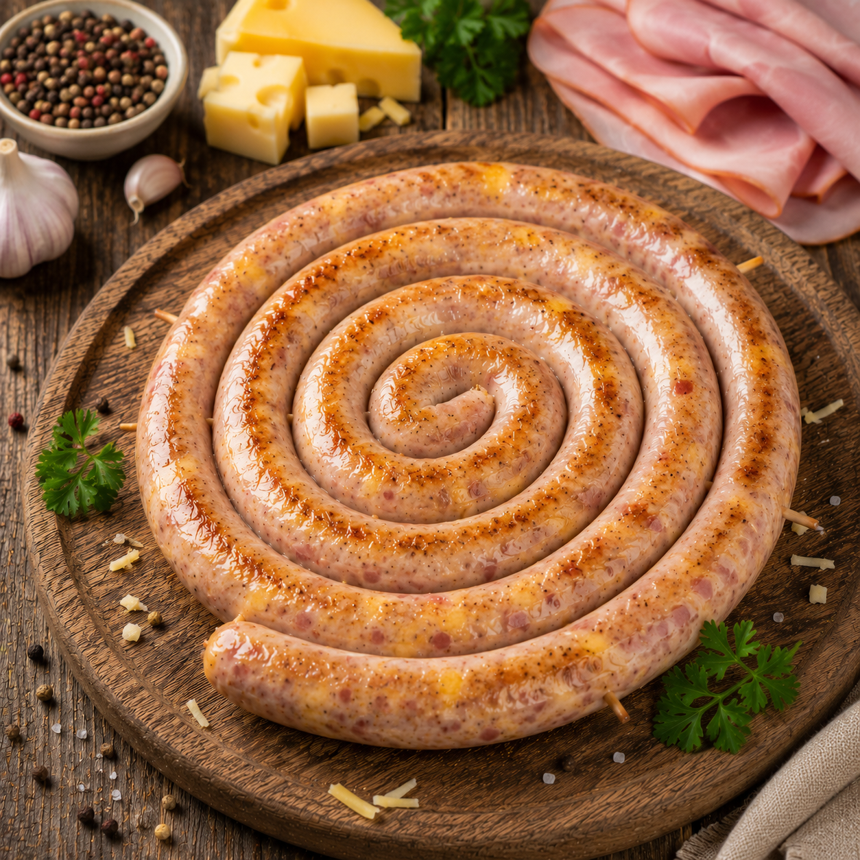 Sajtos-sonkás grillkolbász